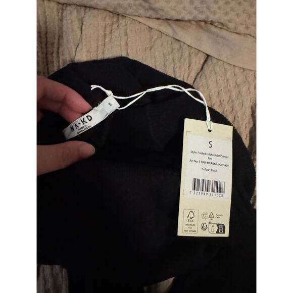 NA-KD Off-Shoulder Knitted Sweater Top Black NWT Size S - Picture 8 of 9